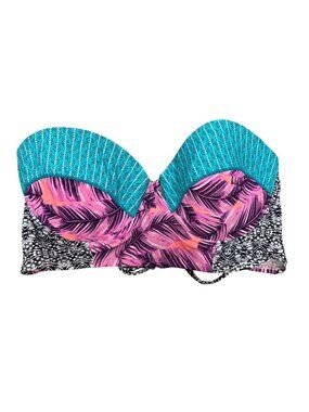 Hula Honey XL Strapless Push-Up Leaf Tribal Bikini Top Boho Creativecore NWT